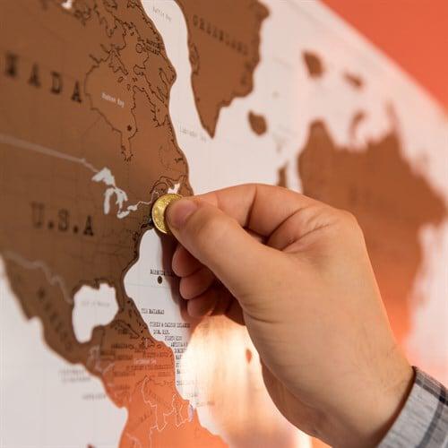 carte du monde à gratter en français (bleu et doré), poster décoratif à  accrocher, carte de France à gratter en bonus, cadeau à offrir pour  globetrotter- Carte de voyage à gratter. 